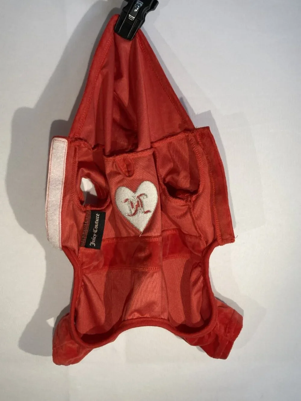 Juicy Couture Velour Dog Hoodie Jumpsuit Pink Rhinestone Heart Size S